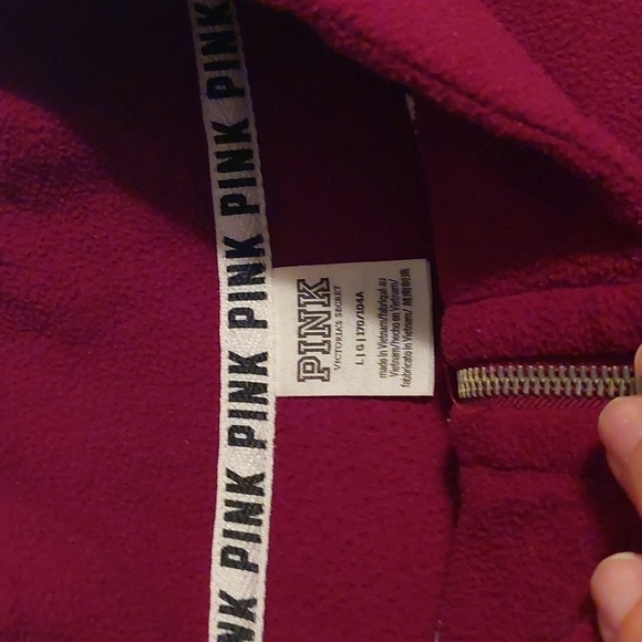 Victoria's Secret PINK quarter zip fleece sweater maroon size large - Picture 3 of 5
